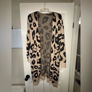 Leopard Print Open Front Cardigan